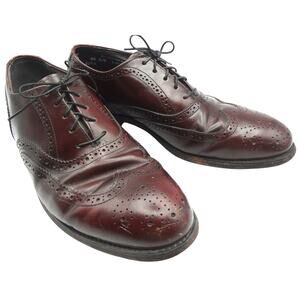 Vintage 80s Oxblood Maroon Burgundy Leather Wingtip Oxford Dress Shoes Mens 8.5